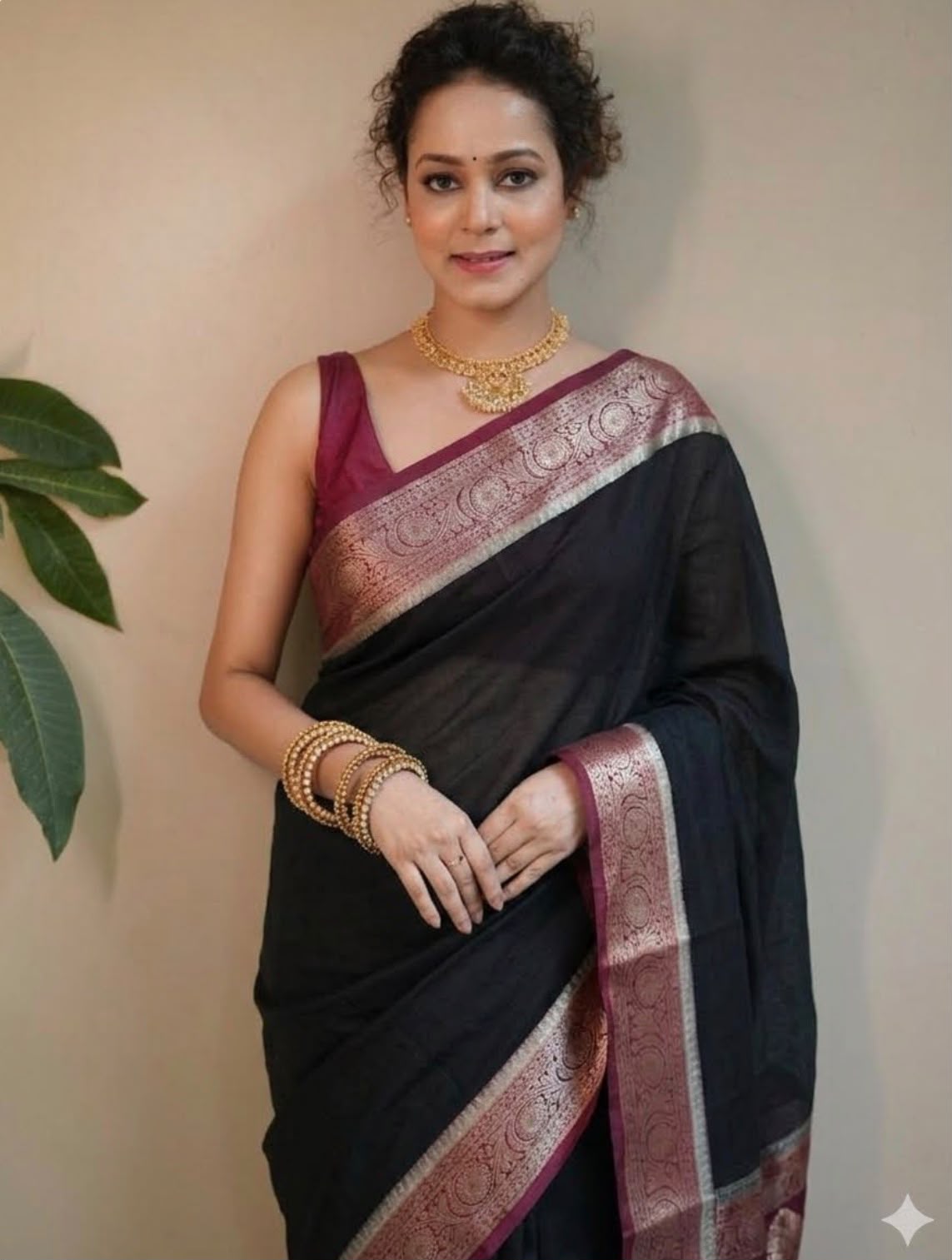 Sreyha Black Semi Georgette Soft Silk Saree